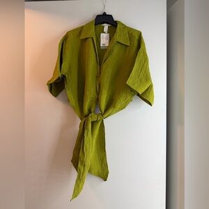 Brand new Olive Green Tie-Front Blouse